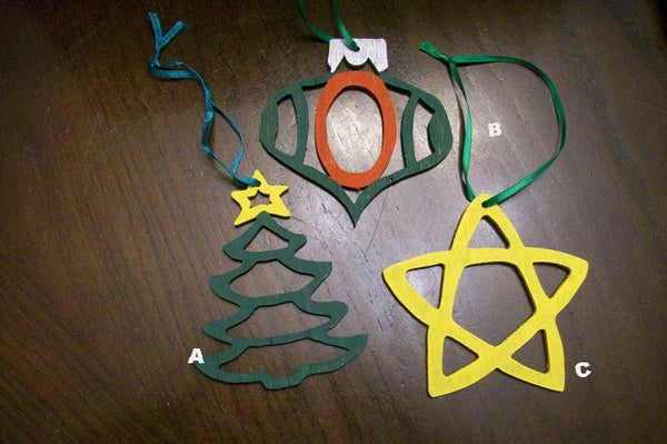 Tree, Star, and Bulb Ornaments